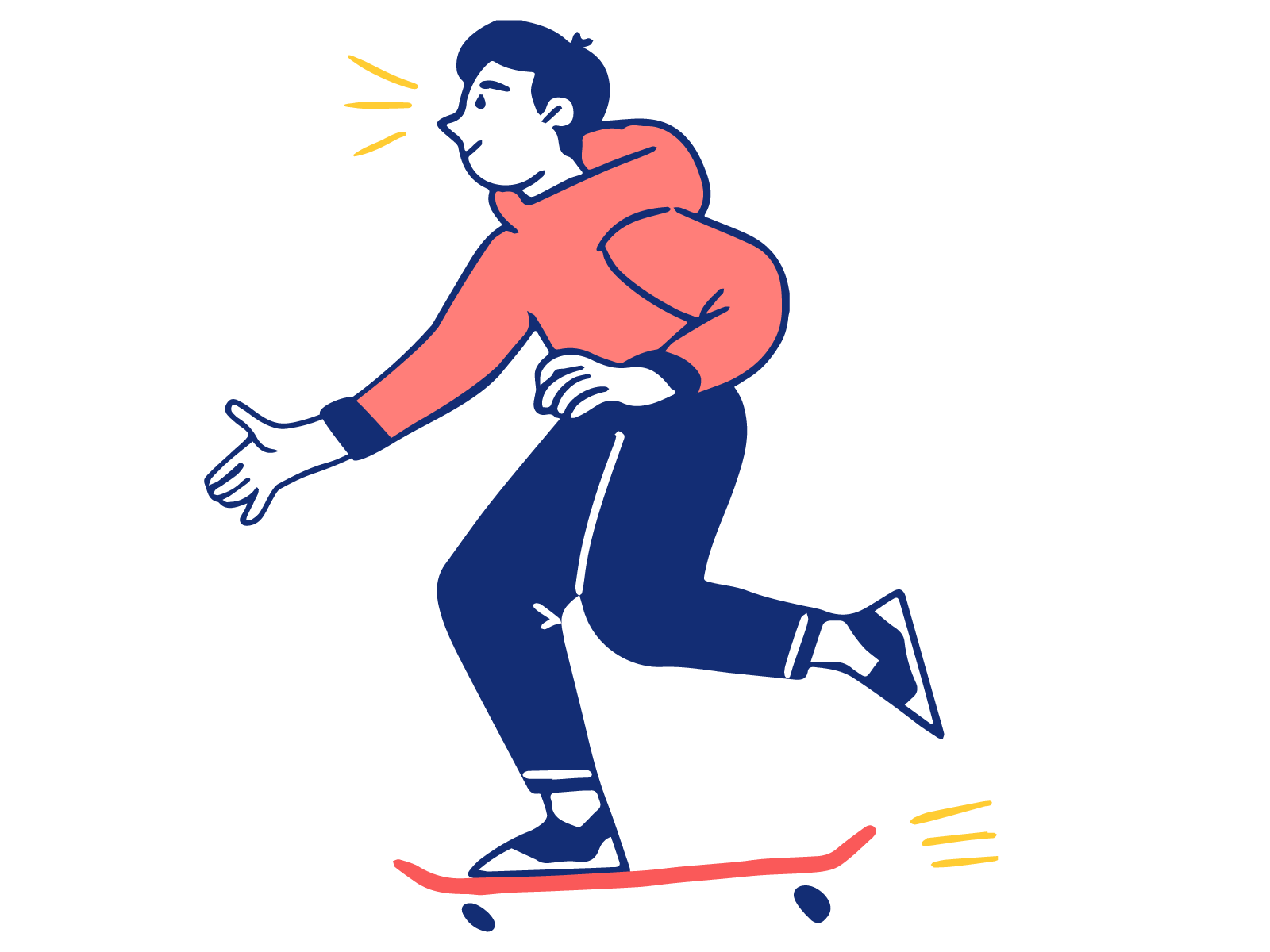 Crunchtime illustration of a man on a skateboard