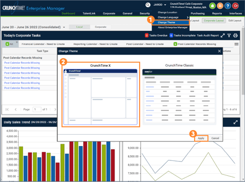 Crunchtime's new restaurant management software interface