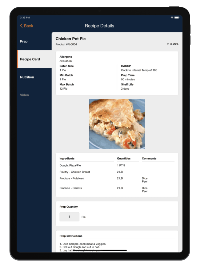 No printed books! Quickly check Recipe Details