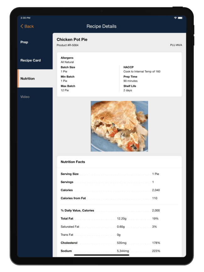Access Nutrition Facts and Allergens