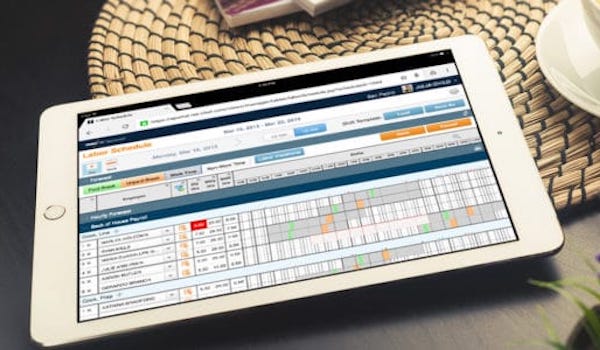 iPad displaying restaurant scheduling software