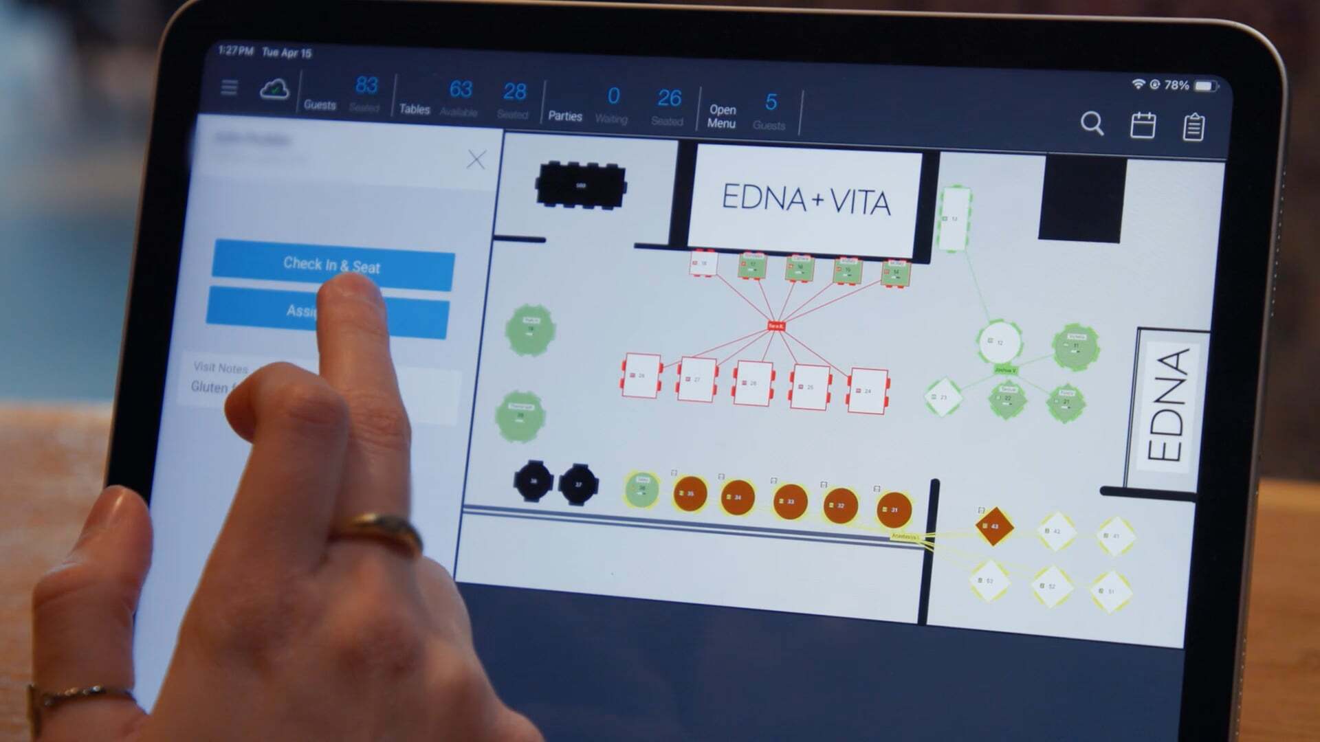 A Host display screen in use.